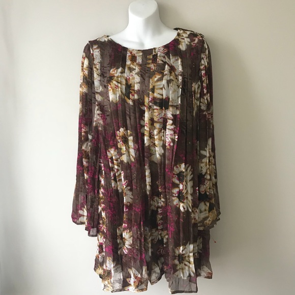 Fab’rik Pleat LS Ombré Swing Dress Size Small - Picture 1 of 6